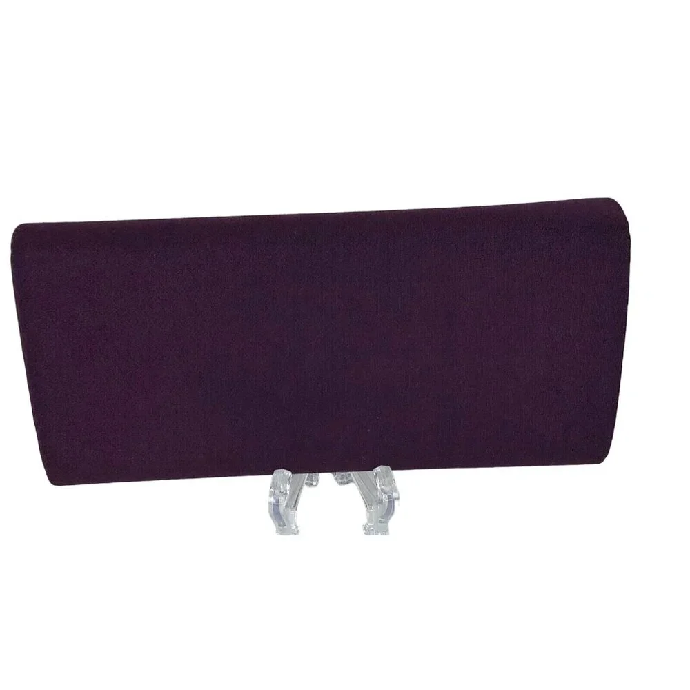 Vintage Touch Ups Purple Satin Clutch Purse w/ Gold Chain Shoulder Strap - Picture 5 of 12